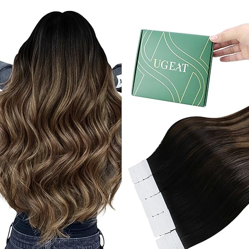 Vista 19 de Ugeat - Extensiones de cabello humano de 12-24 pulgadas 100% Remy con cinta adhesiva