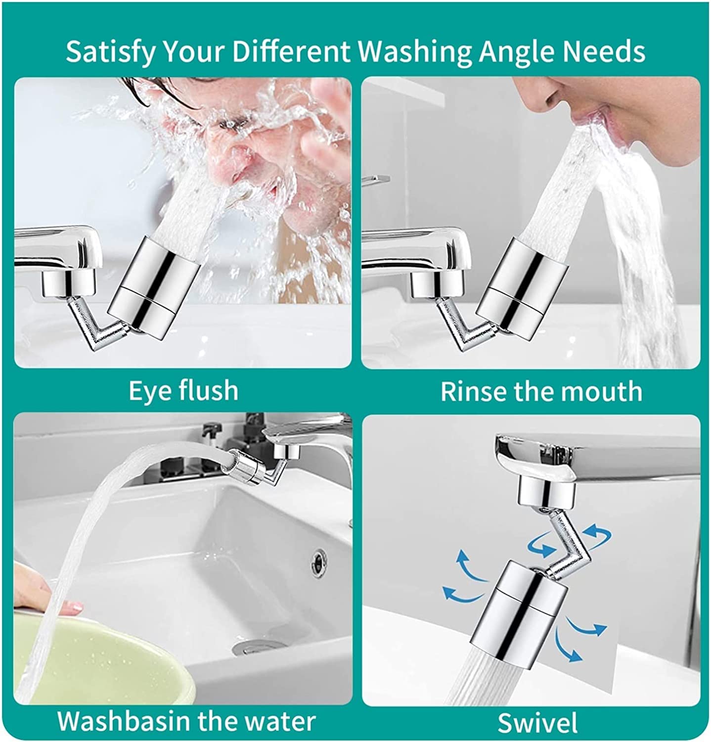 Um 720 Grad drehbarer Küchenspüle-Wasserhahn-Belüfter, universeller Spritzfilter, Wasserhahn-Sprühkopf, Küchenhahn-Wasserspardüse, beweglicher Messing-Sprüher (Farbe: 360 l).