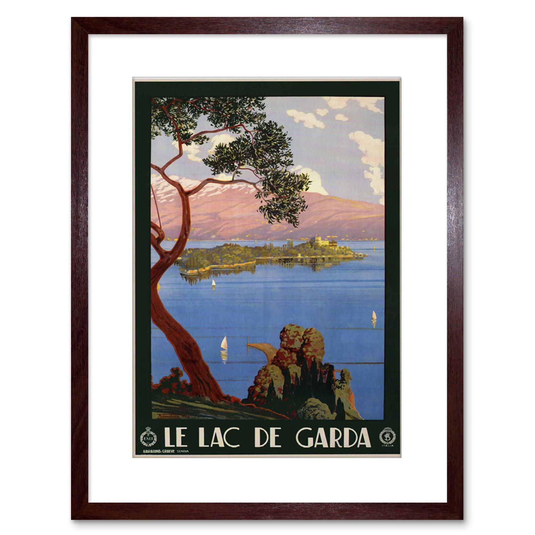 Wee Blue Coo TRAVEL LAKE GARDA BEAUTIFUL SCENIC ITALY VINTAGE ADVERT FRAMED PRINT F97X7078