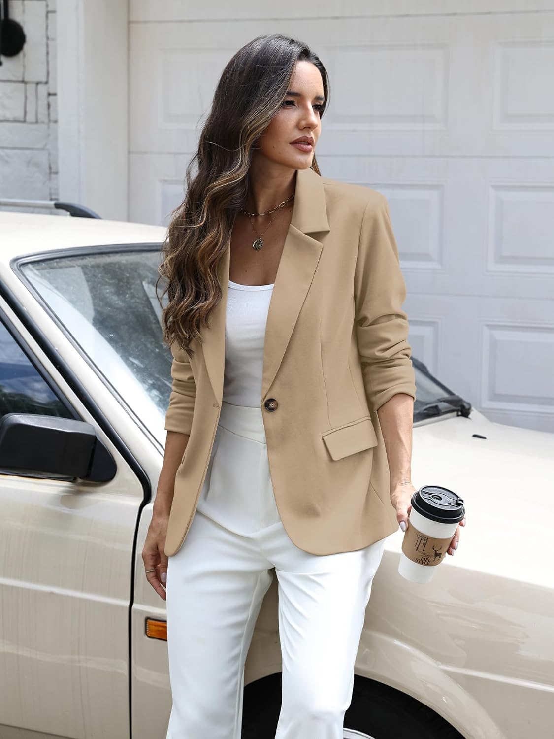 ELLEVEN Women’s Knit Blazer for Business Casual, Stretchy Slim Fit Work Office Suit Jackets with Pockets - Image 5