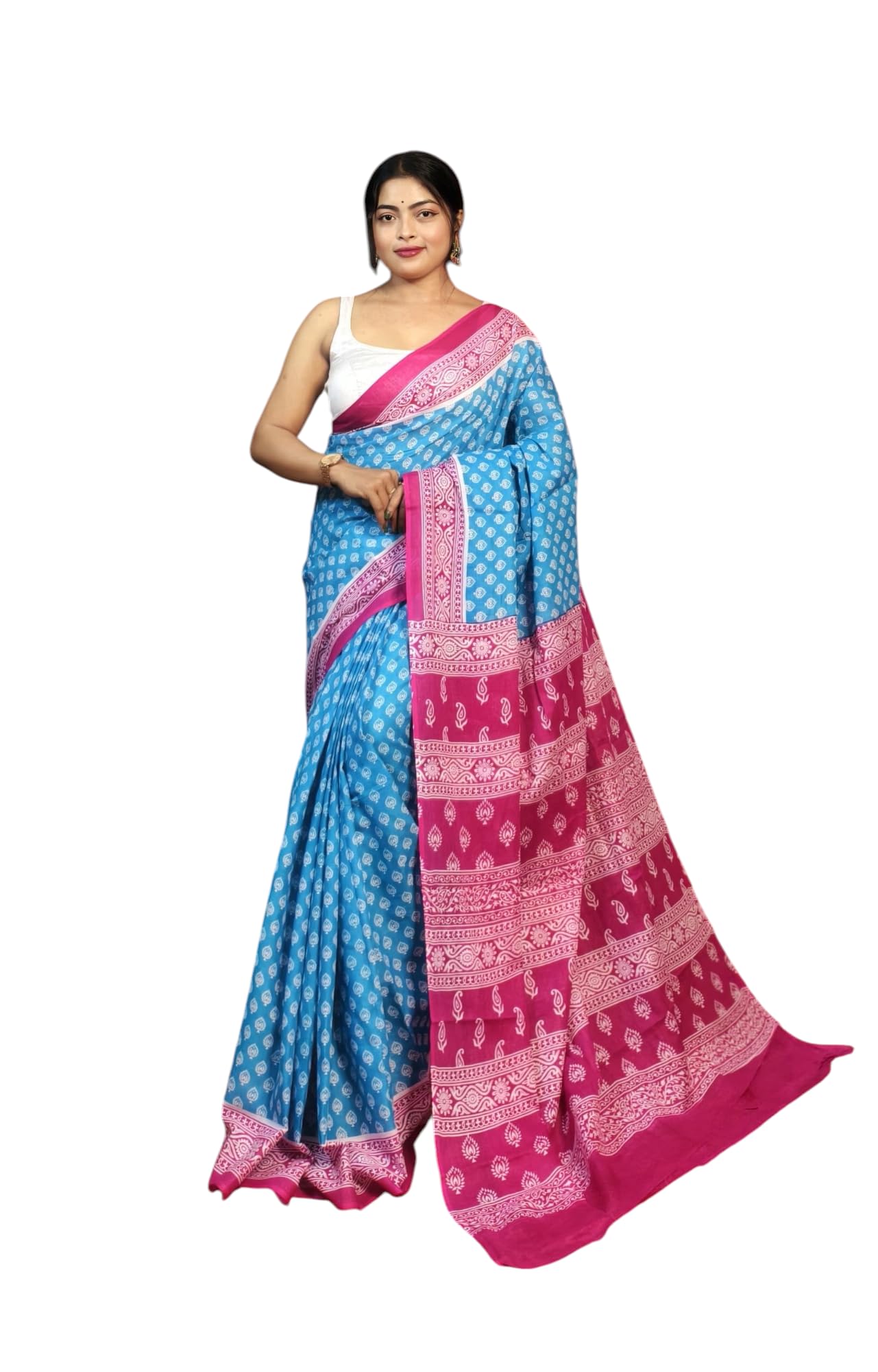 Basak Creation SLN004 100% Pure Cotton Molmol Saree-picture-27