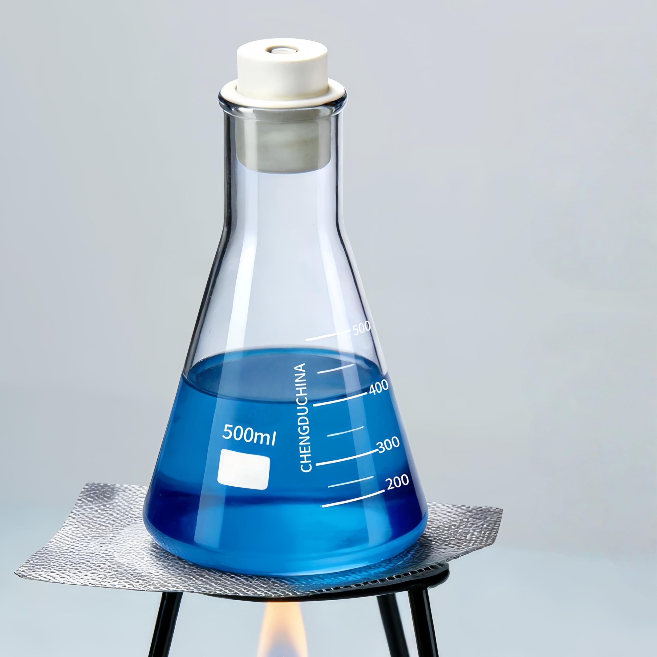 VIDOO 3.3 Borosilikatglas Labor Erlenmeyerkolben mit Verschlussstopfen, Hitzebeständiger Graduierter Messkolben für Labor und Chemie, A 5000ml