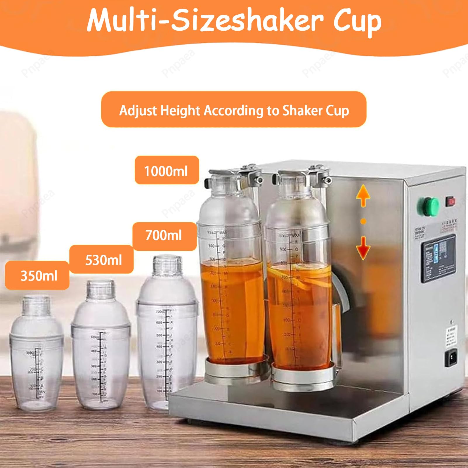 Frullatore Elettrico Professionale, Shaker per Bubble Tea, 2 Doppi Bicchieri da 1000 Ml per Milkshake, Shaker Elettrico per tè al Latte E Cocktail