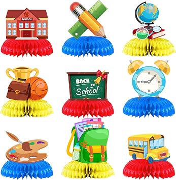 9Pcs Back to School Decorations, Back to School Centerpieces for Tables, Back to School Party Supplies Perfect for Classroom Decorations and School Events