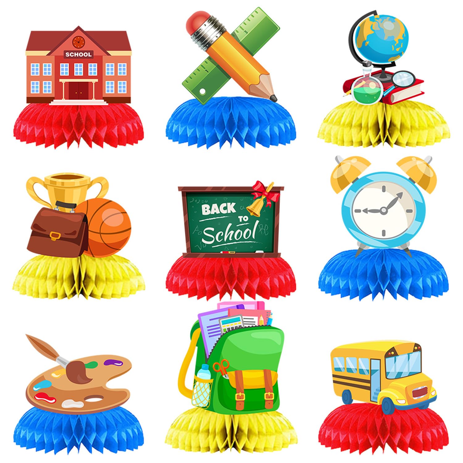 YumSur 9Pcs Back to School Decorations, Back to School Centerpieces for Tables, Back to School Party Supplies Perfect for Classroom Decorations and School Events