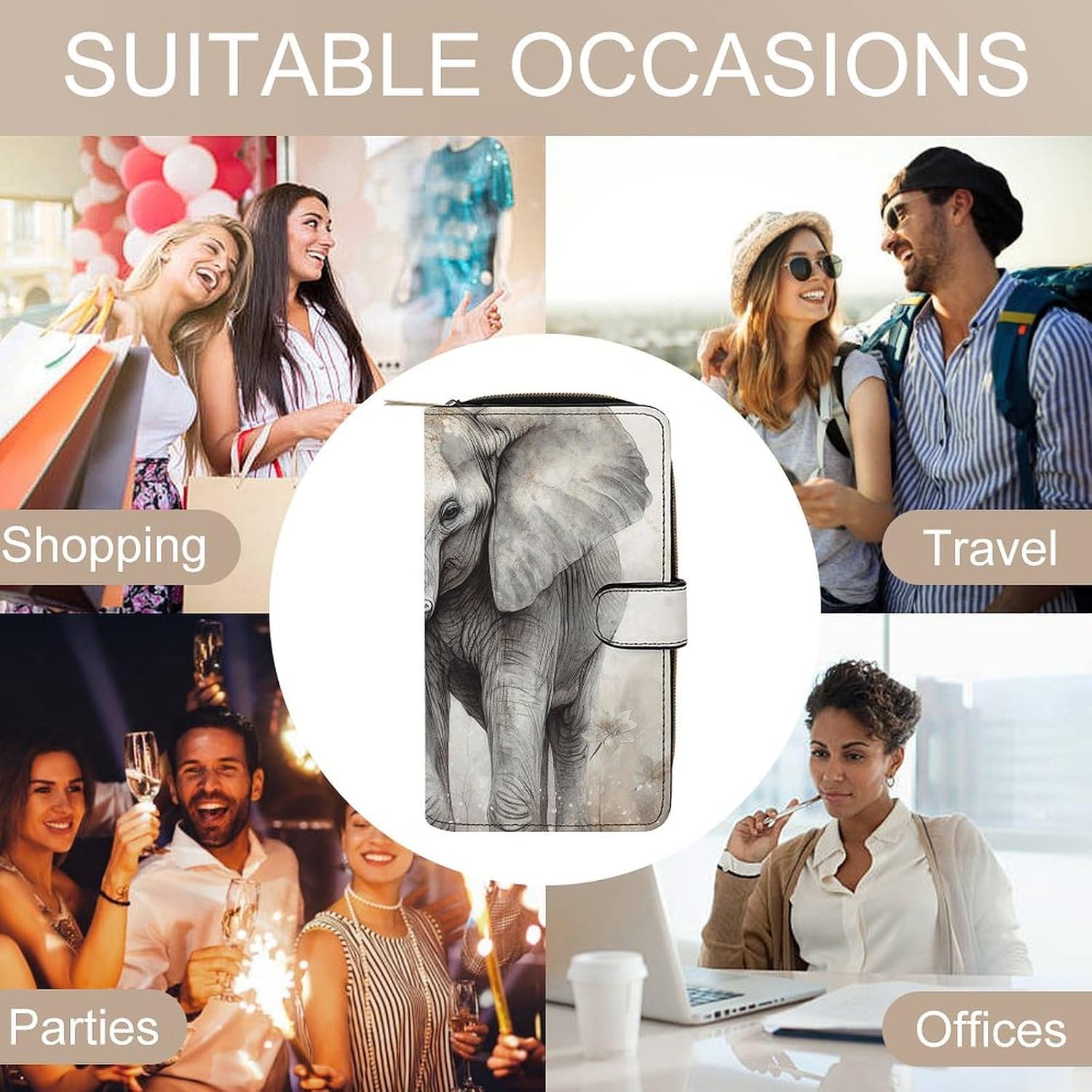 Wallet, Animals Cute Elephant Printed Wallet,travel Wallet,durable Wallet,portable Wallet,universal Wallet,leather Wallet