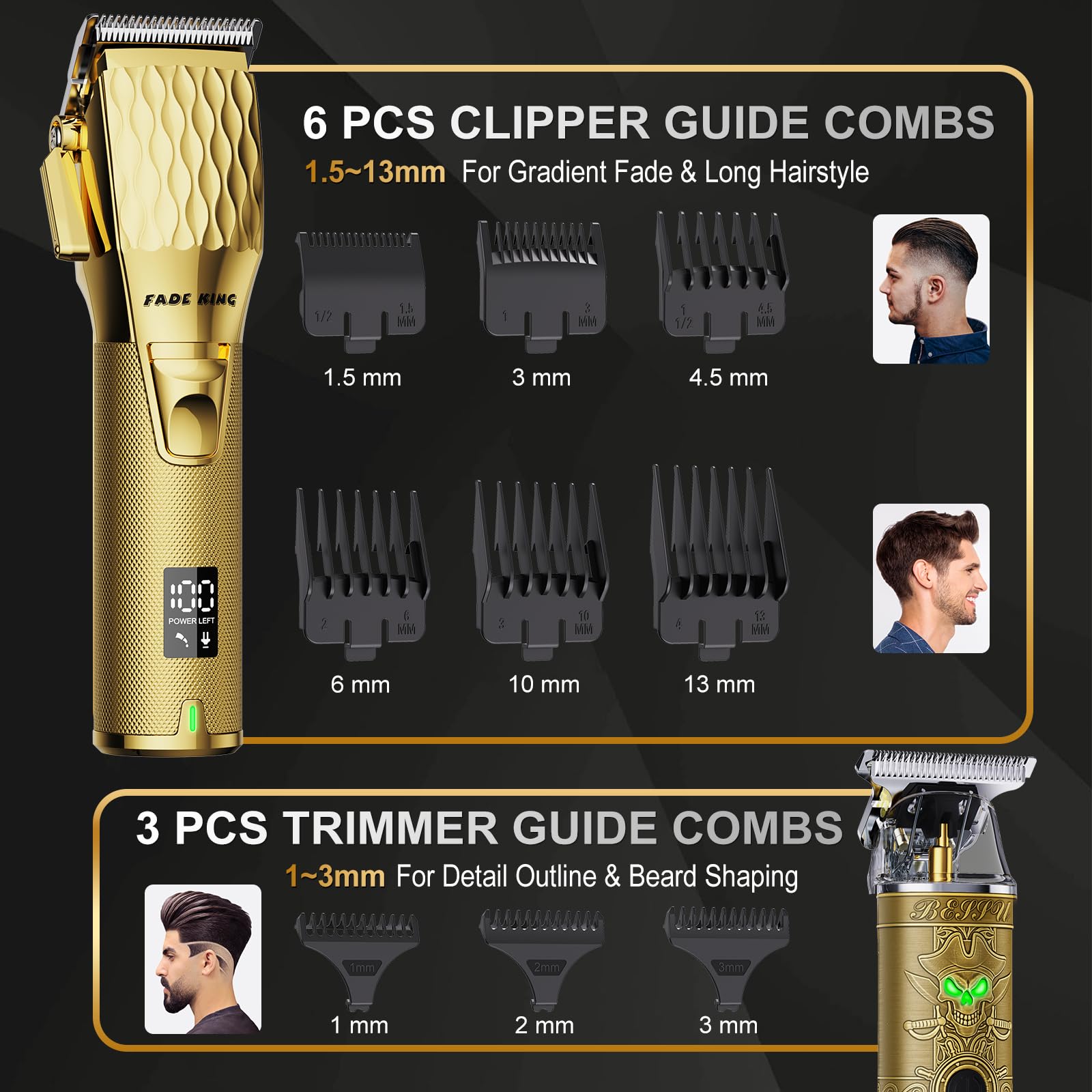 FADEKING Professional Cordless Hair Clippers for Men