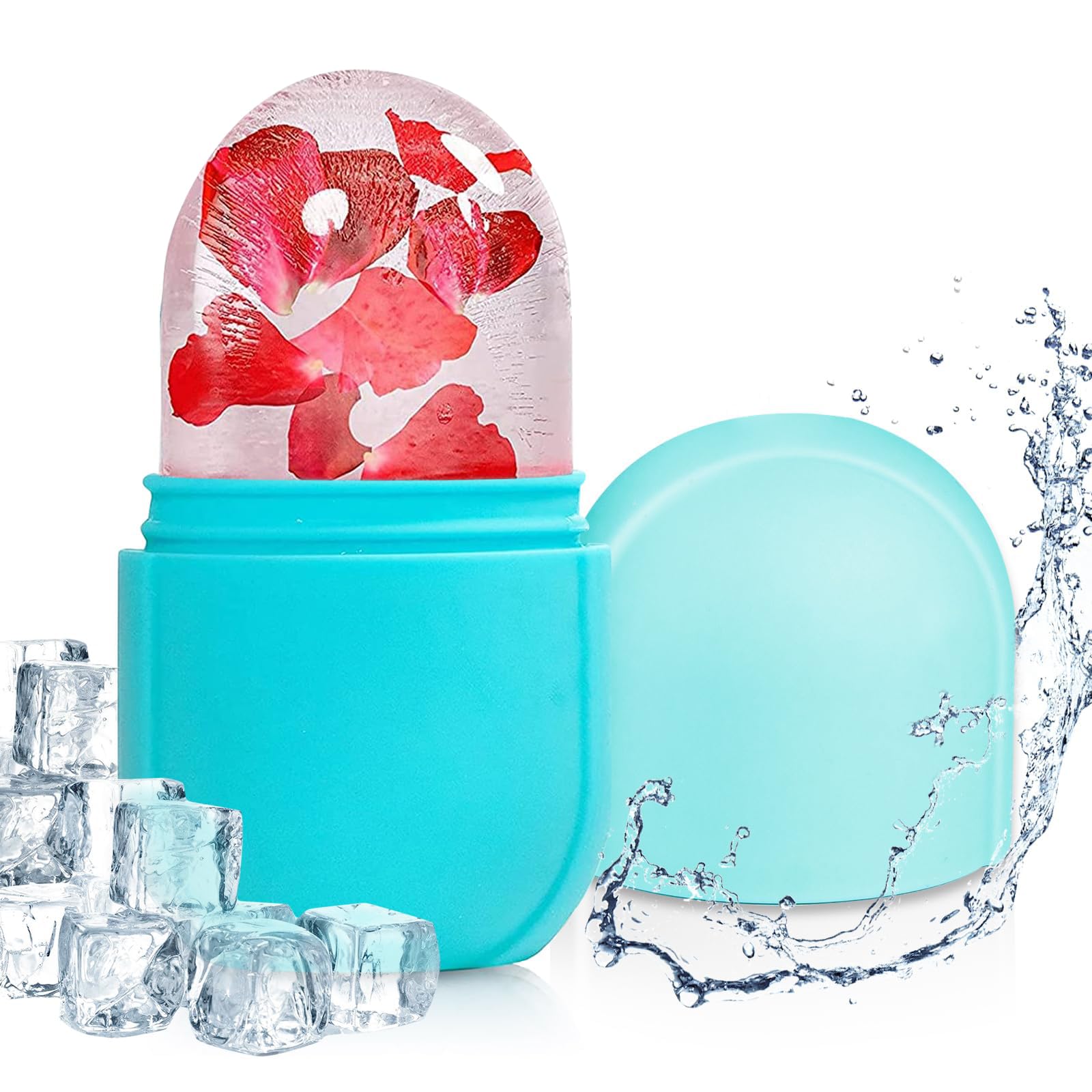 Ice Face Roller Massager for Face, Eyes and Neck, Skin Care Roller Face Massager Reduce Puffiness, Reusable Massage Silicone Ice Mold (Blue)