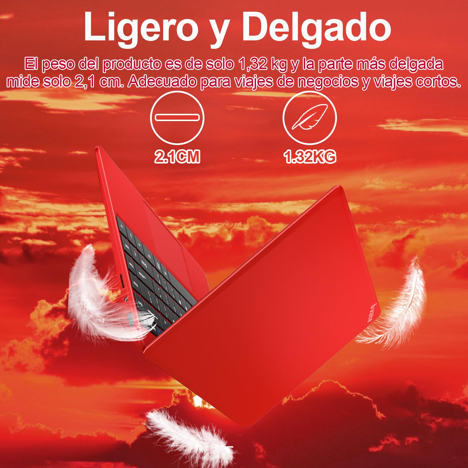 2026 Ordenador Portátil 14",6GB+256GB SSD Celeron N4020(hasta 2.8Ghz) Win 11 PC 1080P FHD WiFi 5G BT 4.2 Soporta 1TB SSD Expansión con Ratón Inalámbrico para Trabajo-Estudio-Aprendizaje , USBx 2-Rojo