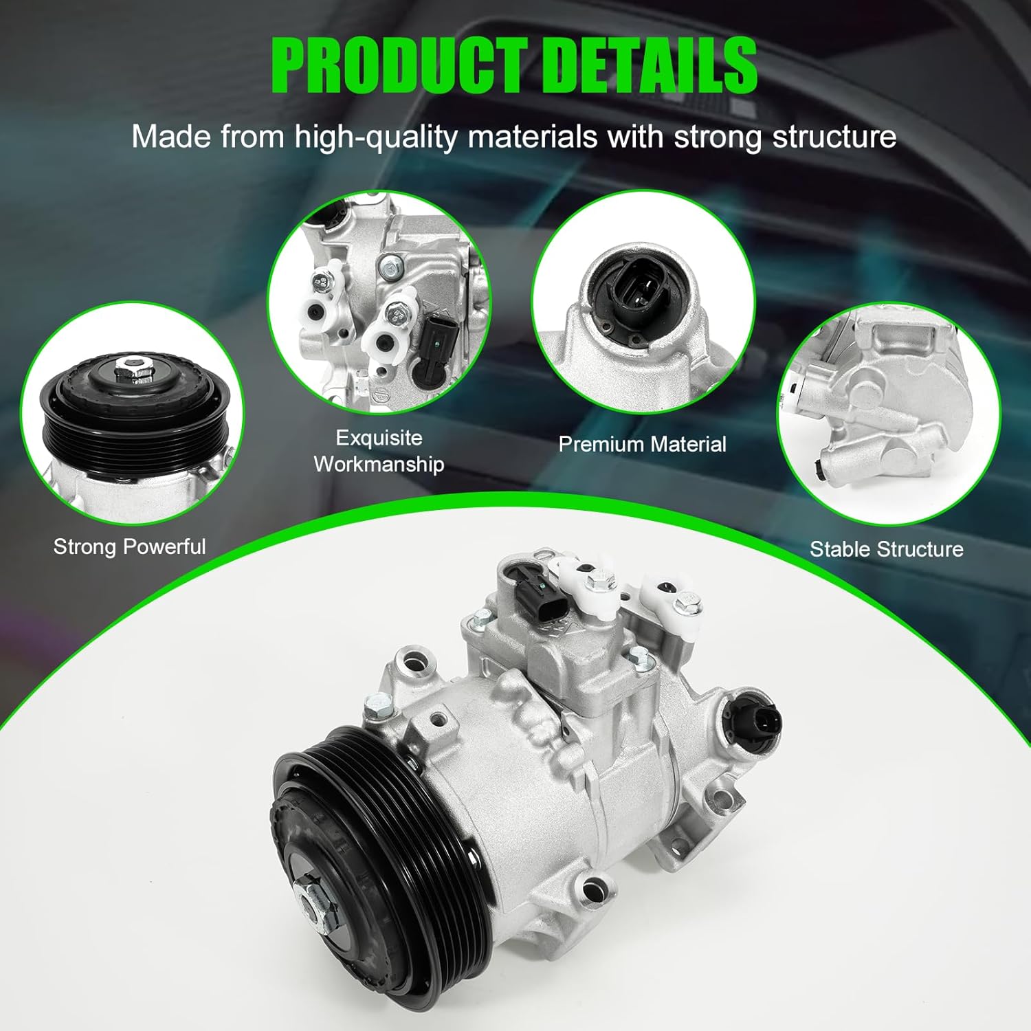 LEAPTREND AC A/C Compressor with Clutch Fit for Toyota Corolla 1.8L 2011 2012 2013 Matrix 1.8L 2013 Replace 178322 8831002711 8831002710, 12V Air Conditioning Compressor