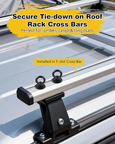 Miniatura 2 de Anclaje de amarre para montaje en pista en T para portaequipajes de techo, perno de ojo en forma de anillo resistente M8, anillos de amarre