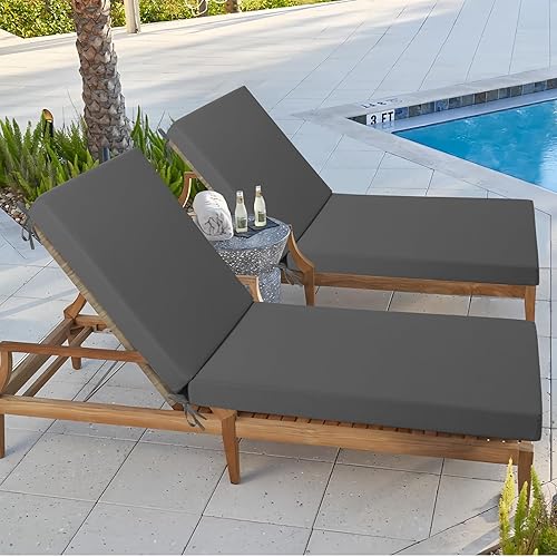 Miniatura 6 de idee-home Cojines de tumbona para muebles de exterior, cojín para silla de salón para patio al aire libre, cojines resistentes a la intemperie y a