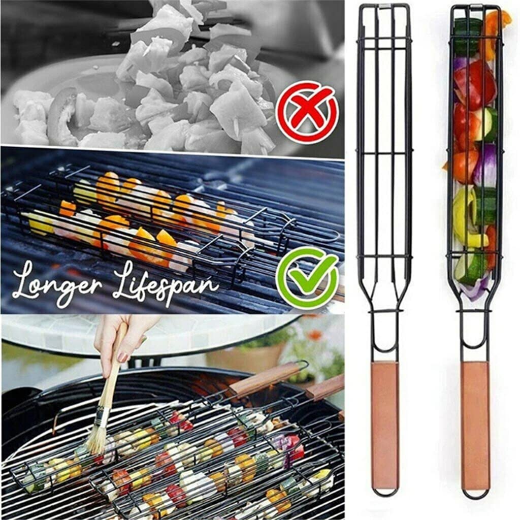 RWRAPS Cestino per grigliate per Barbecue Griglia per Barbecue Antiaderente Strumenti per griglia Griglia per Hamburger di Carne BBQ Raddoppia Il Comfort