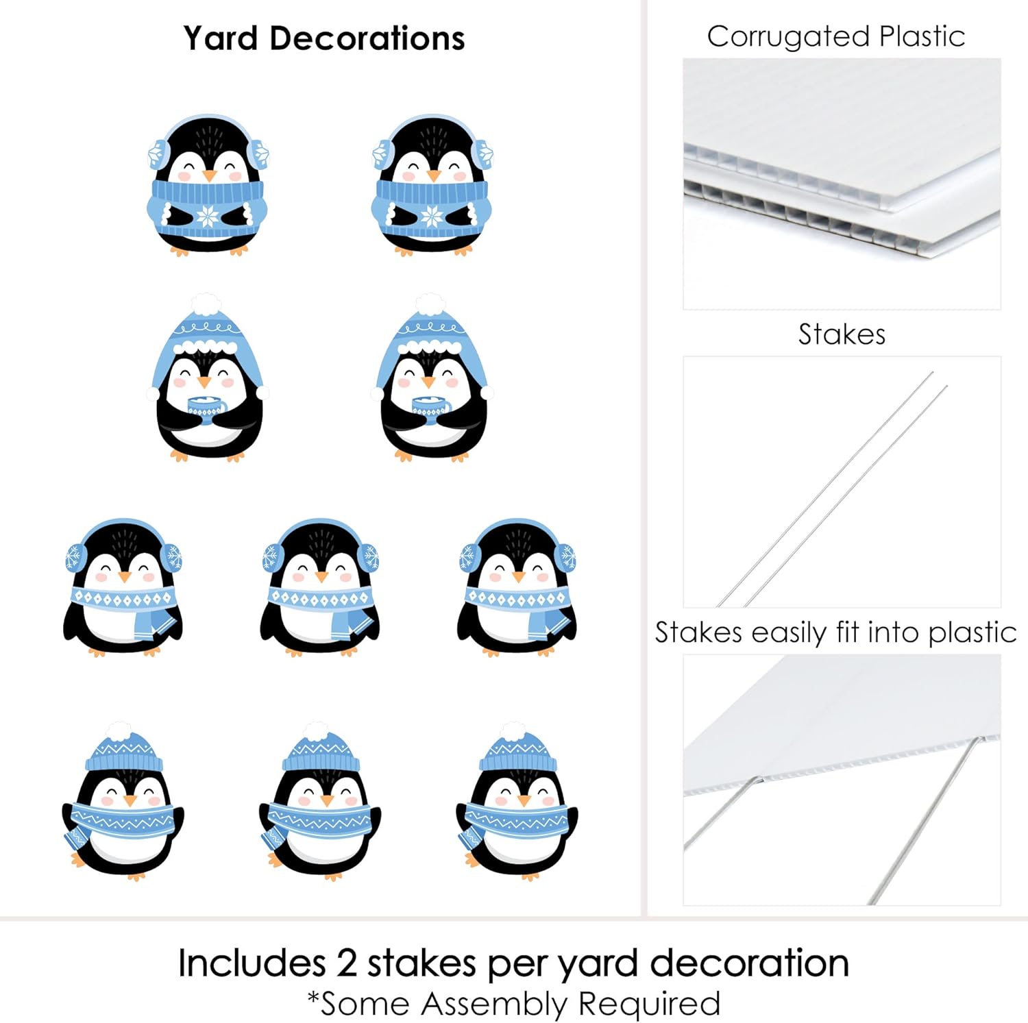 Big Dot of Happiness Winter Penguins - Lawn Decorations - Outdoor Holiday and Christmas Party Yard Decorations - 10 Piece