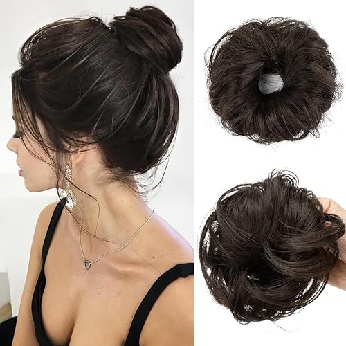 CJL HAIR 2PCs Small Cute Messy Bun Hair Piece for