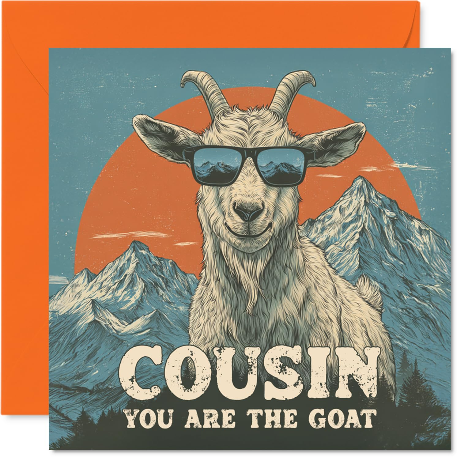 Cousin Birthday Card - You Are The Goat - Happy Birthday Card for Cousin from Family Relative, 145mm Funny Animal Bday Greeting Cards