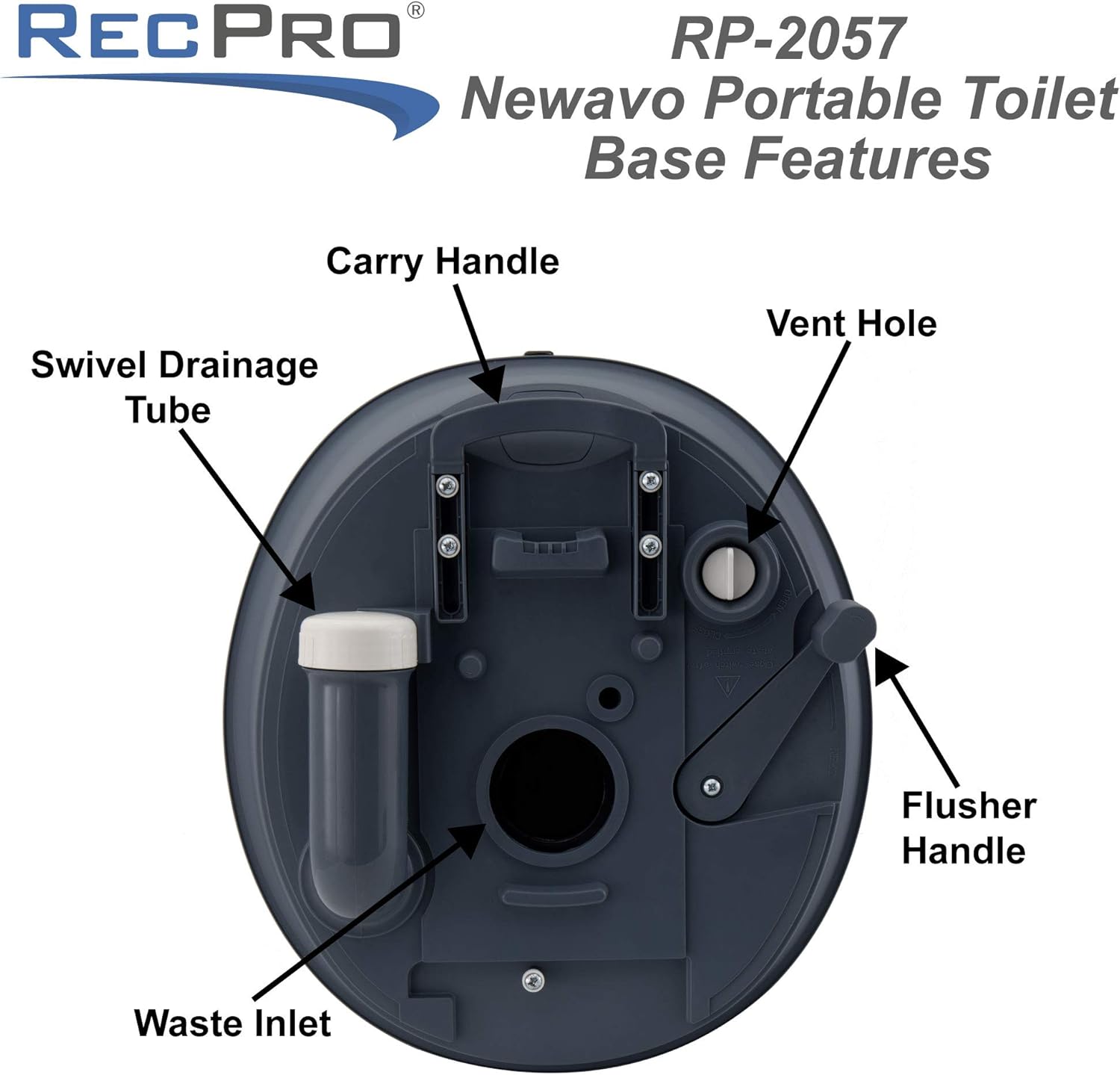 RecPro Newavo Evo Portable Camping Toilet | for RV and Camper | Convenient Floor Mount | 5.3Gal Capacity