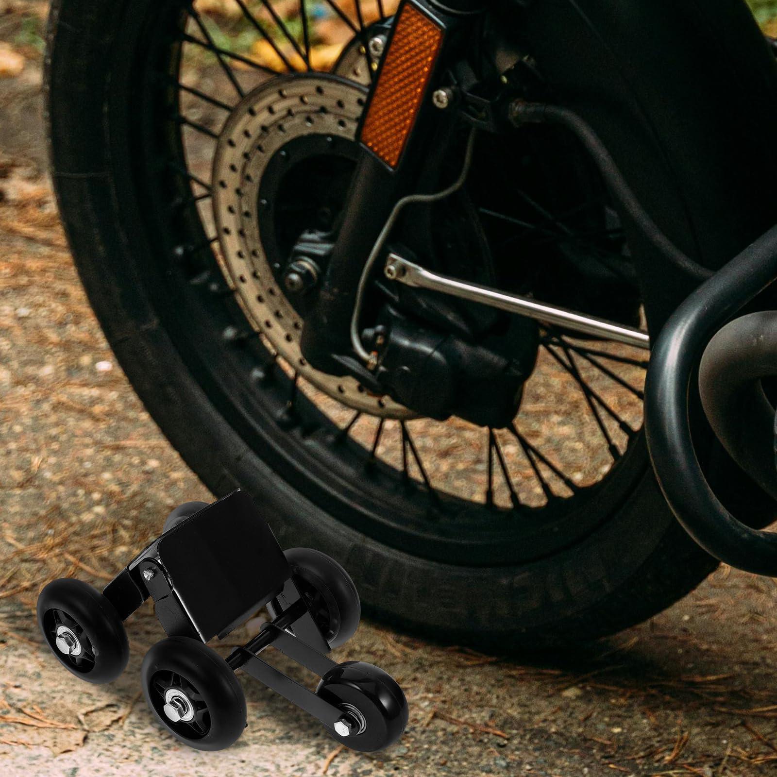 MAGICLULU Outil de Déplacement de Pneus pour Moto Noir, Chariot de Secours Robuste Roue de Couleur Aléatoire, Outil de Dépannage de Pneu D’Urgence Compatible Tricycles