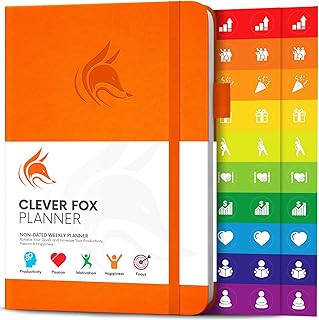 Clever Fox Planner - Weekly & Monthly Planner to Increase Productivity, Time Management and Hit Your Goals - Organizer, Gratitude Journal - Undated, Start Anytime, A5, Lasts 1 Year, Orange (Weekly)