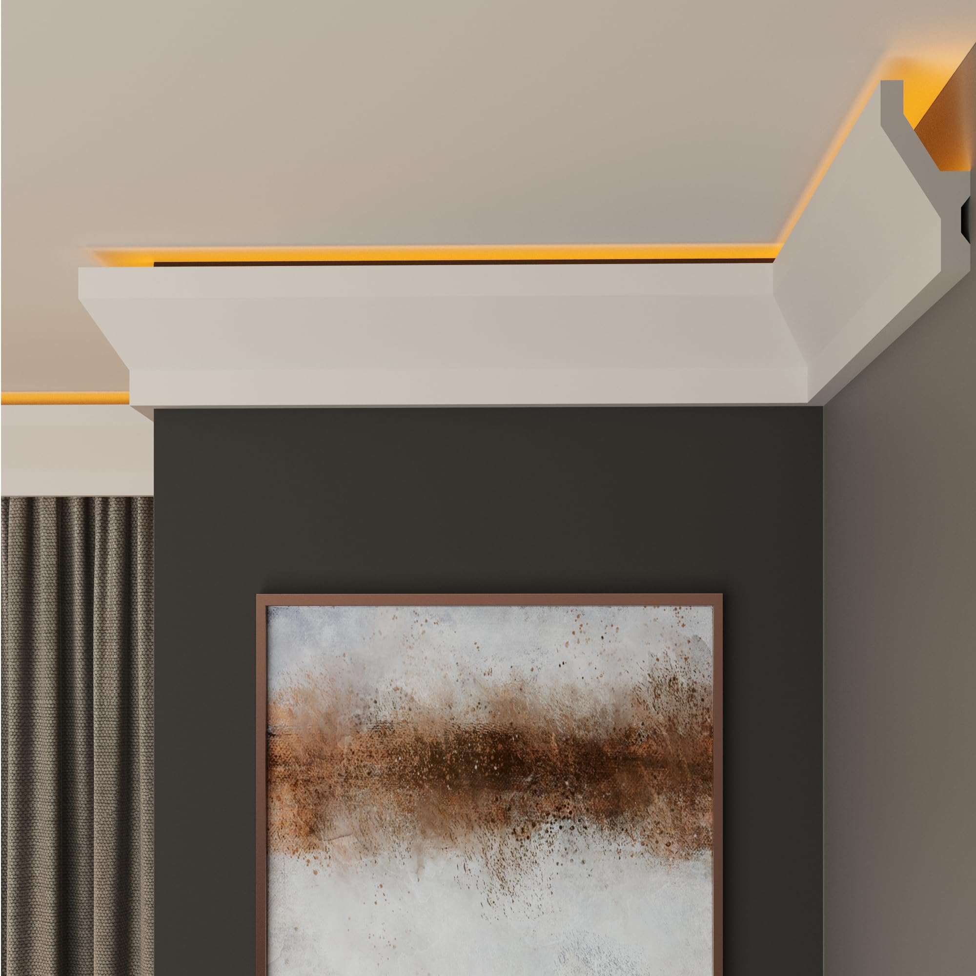 FAST DECOR Premium Led Coving Cornice, Coving for Ceilings, Led Coving for Ceilings, LED Compatible Cornice Trim, Xps Coving for Ceiling, Moulding for Ceiling Lightweight (ExternalCorner 20cm, CLU18)
