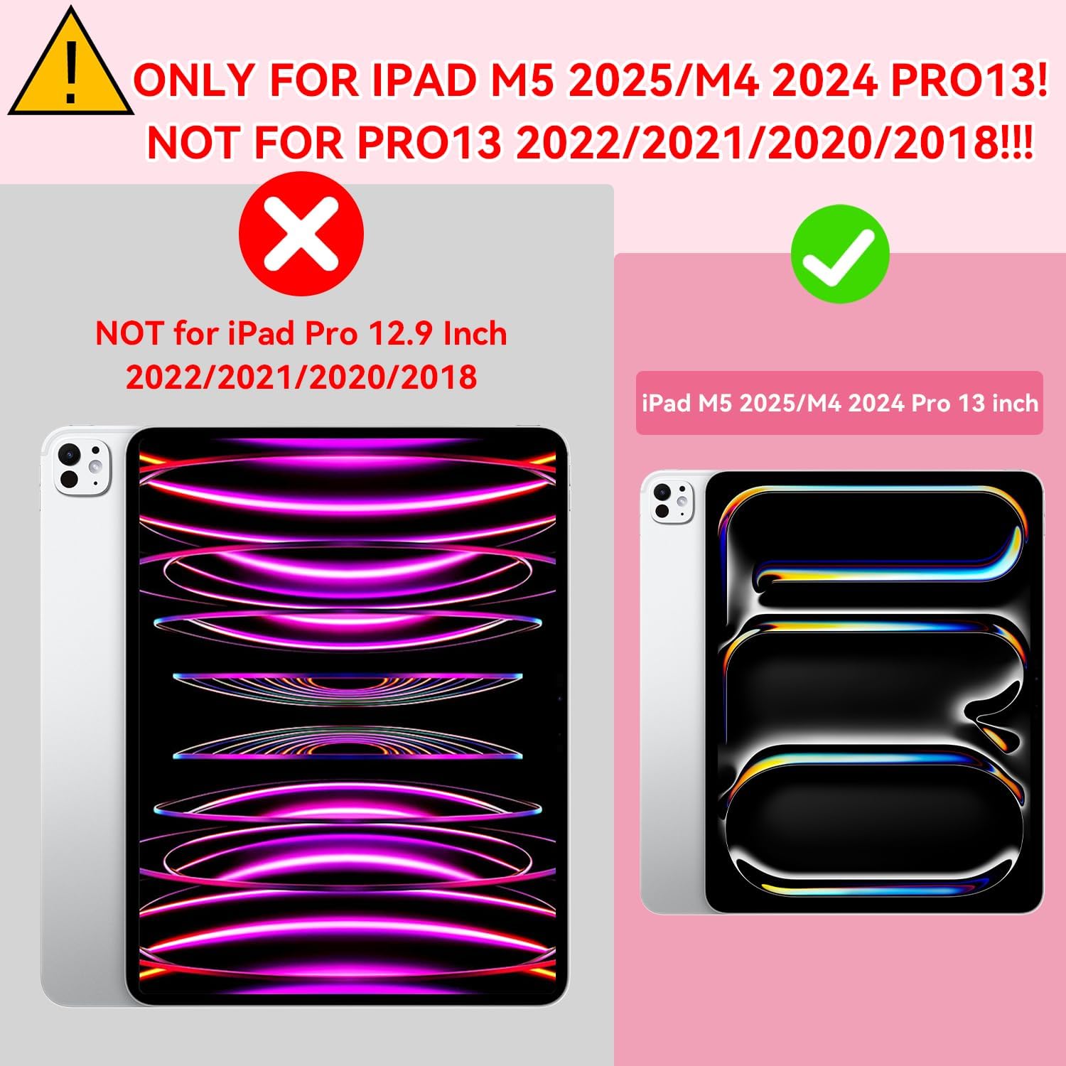 ZoneFoker Case for iPad Pro 13 Inch Case M5/M4(2025/2024) with Pencil Holder, Slim Hard Translucent Protective Cover for M5/M4 iPad Pro 13" with Kickstand, Pink Glitter