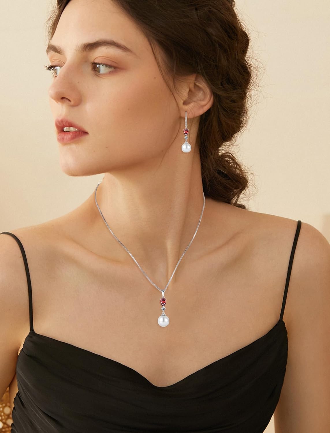 Women Pearl Dangle Drop Earrings with Birthstone 925 Sterling Silver Leverback Earring with 10MM White Pearls - Image 3