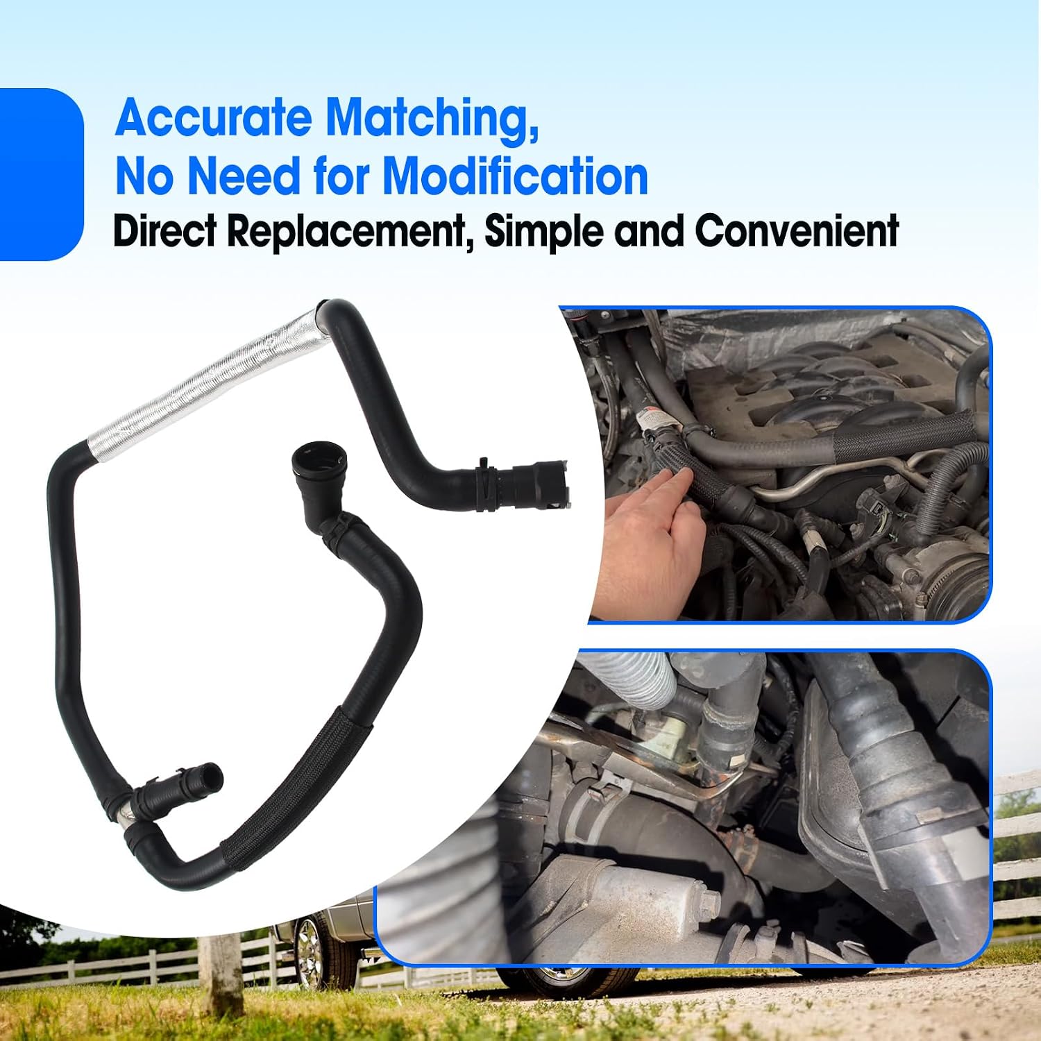 Engine Heater Hose Assembly Replace BL3Z18472J Fit for Ford F-150 3.5L 2011 2012 2013 2014, HVAC Heater Outlet Pipe with Clip