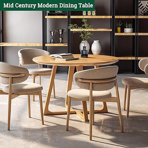 Miniatura 9 de Mesa de comedor moderna de mediados de siglo, mesas redondas de madera maciza para cocina y comedor, mesa de pedestal rústica, mesa de centro