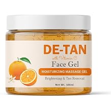De-Tan Face Gel with Vitamin C - Moisturizing Massage Gel for Brightening & Sun Tan Removal - Radiant Glowing Skin