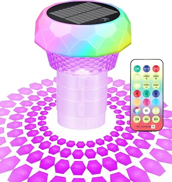 Qoolife Pool Chlorine Floater with Solar Light, Chlorine Tablet Floater for Pool Fit 1" and 3" Tablets, Floating Chlorine Dispenser with Remote and Adjustable for Pool Spa Hot Tub