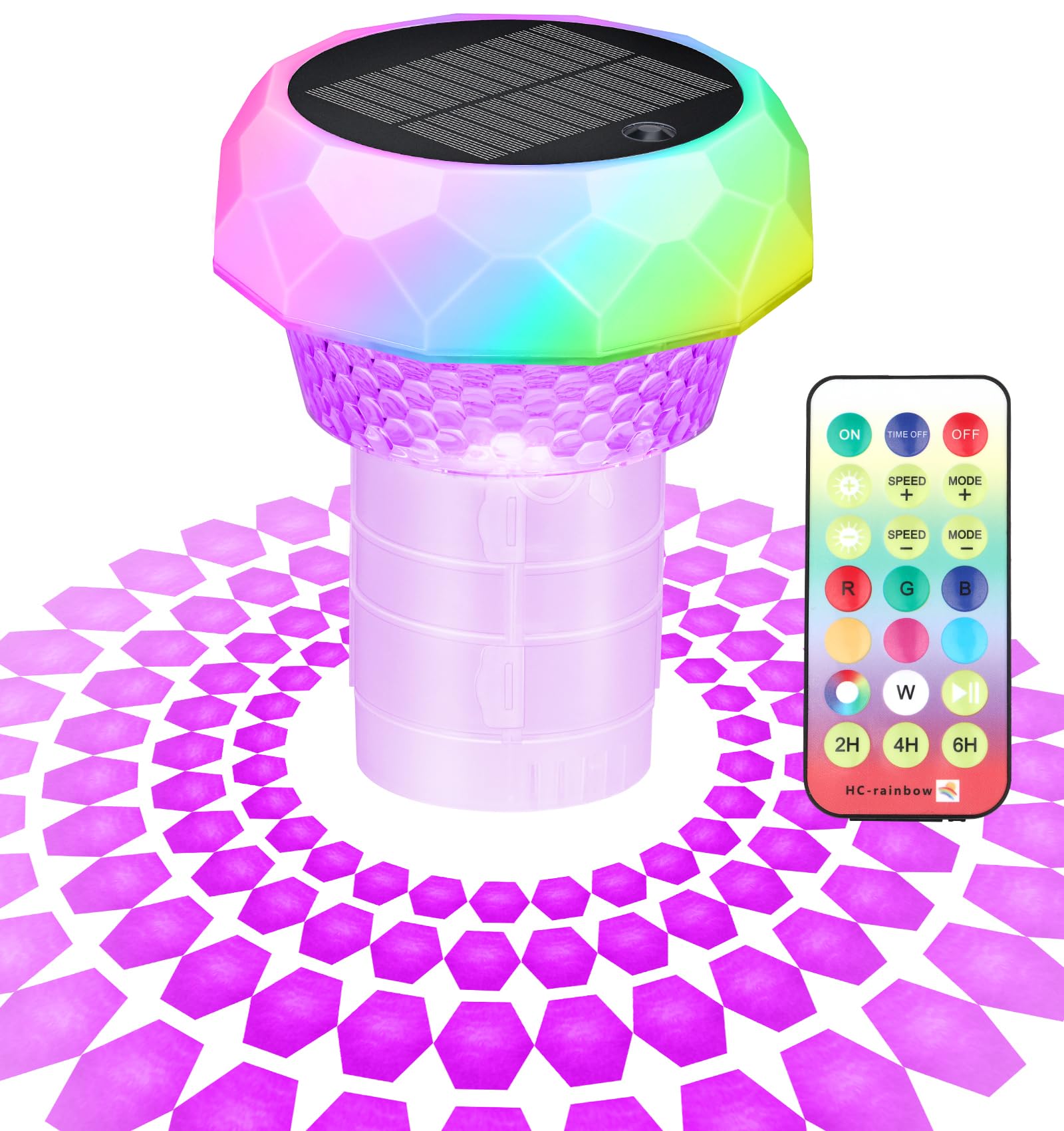 Qoolife Flotador de cloro para piscina con luz solar, flotador de tabletas de cloro para tabletas de 1 y 3 pulgadas, dispensador de cloro flotante con control remoto y ajustable para piscina, spa,