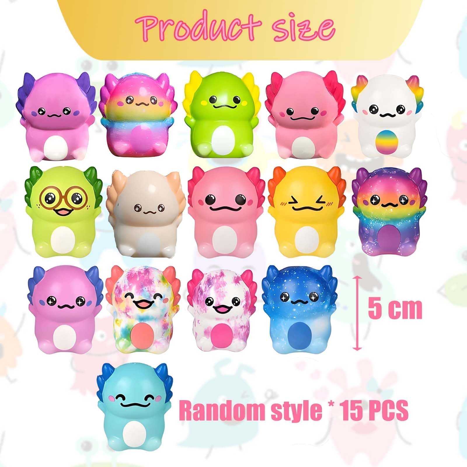 15 PCS Axolotl Squishy Axolotl Toy, Squishy Fidget Toys Office, SquiShy Toys, Stress Toy Slow Rebound for Stress Relief Fun Fidget Toyset for aged 15 and above (Random Style Color - Image 2