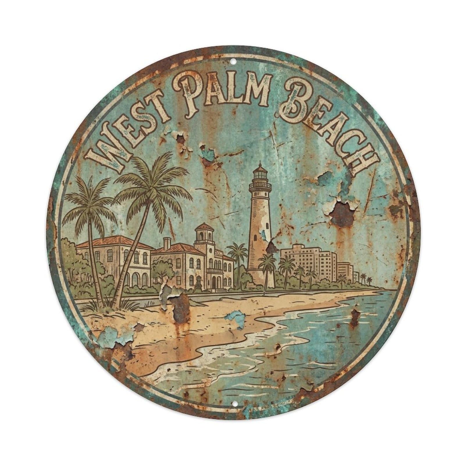 Tgrcjimh Style Metal Tin Sign Usa Vintage Travel West Palm Beach