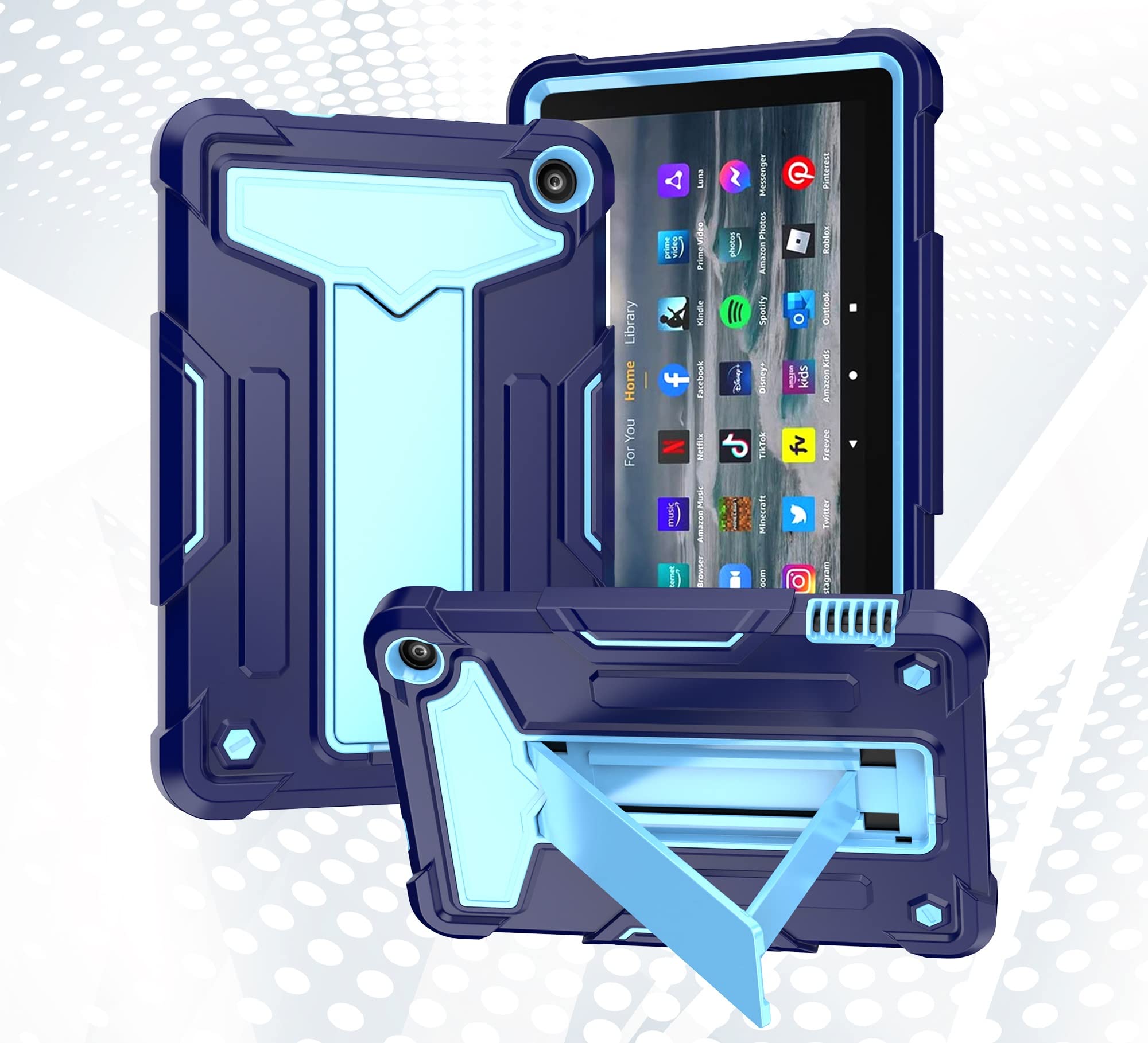Etui do Kindle Fire 7 12. generacji 7 cali 2022, z podpórką trójwarstwową hybrydową na cały korpus, wytrzymała, odporna na wstrząsy osłona chroniąca przed upadkiem