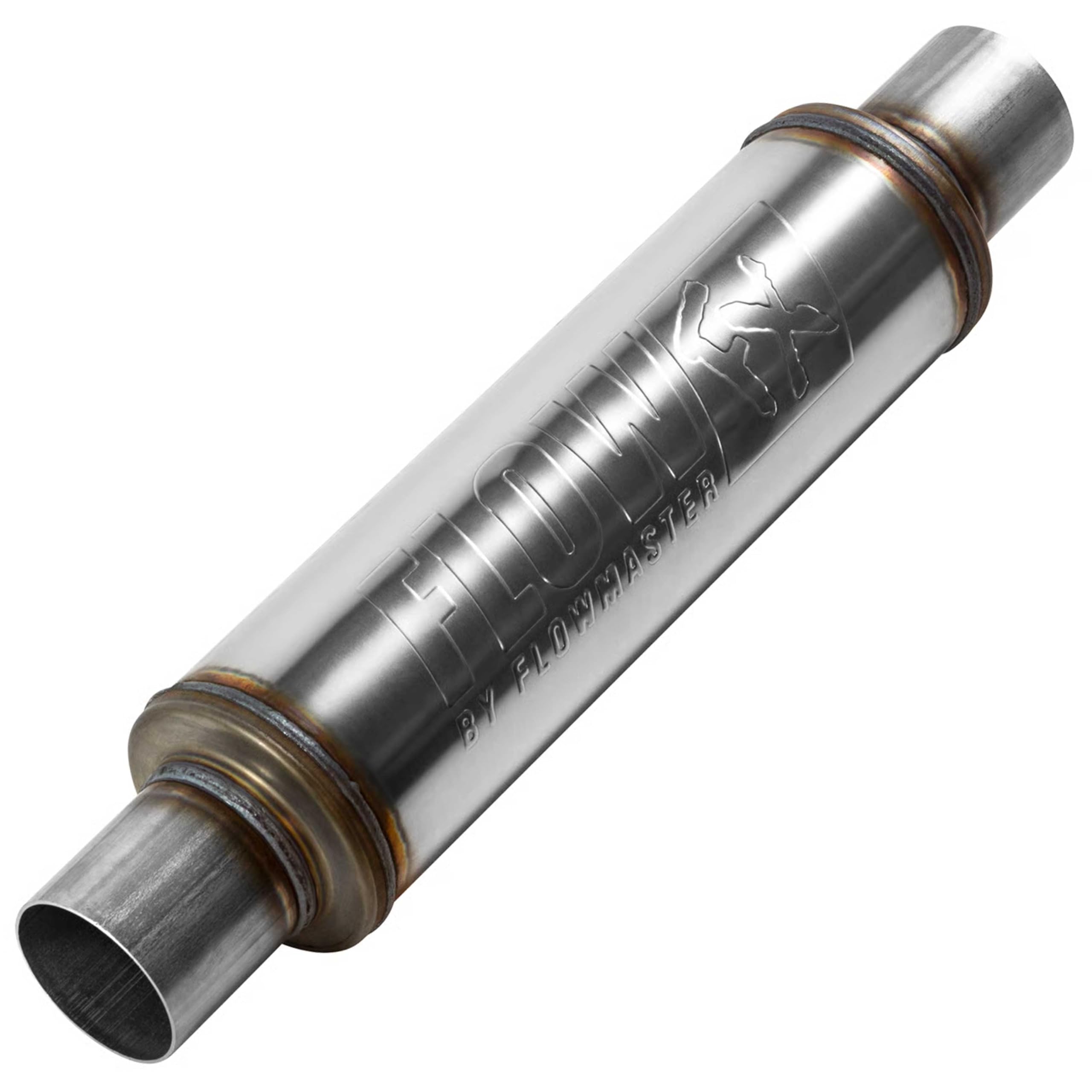 "Flowmaster 71416 2.50""In(C)/Out(C) Flow Fx Muffler, Round, 14""", brushed