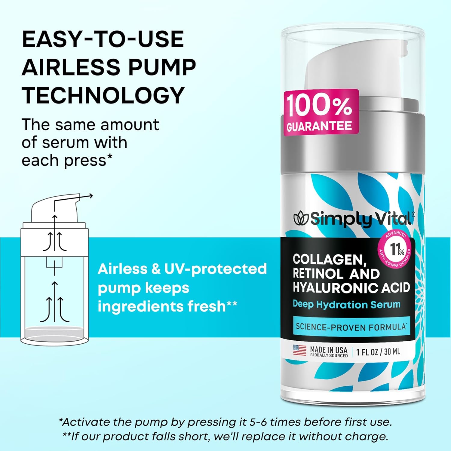 SimplyVital Collagen, Peptide & Retinol Moisturizer for Face, Neck & Décolleté – Lightweight Hydration for Daily Care – Made in USA – Hyaluronic Acid Cream – 1 fl.oz image 6 of 8 B0DQ5WZ8RZ
