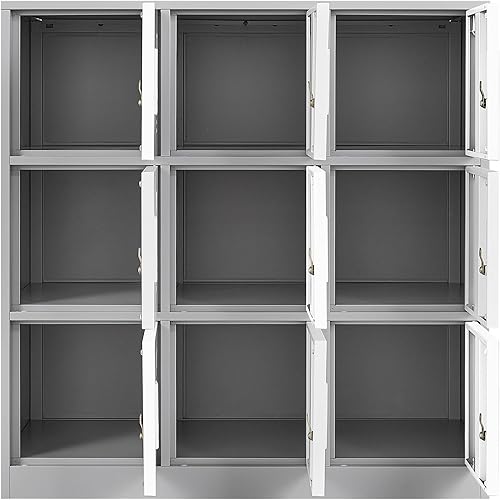 Miniatura 9 de Taquillas para empleados, armario de almacenamiento de metal de 9 puertas con llaves y ranura para tarjetas, ideal para el hogar, oficina, escuela y
