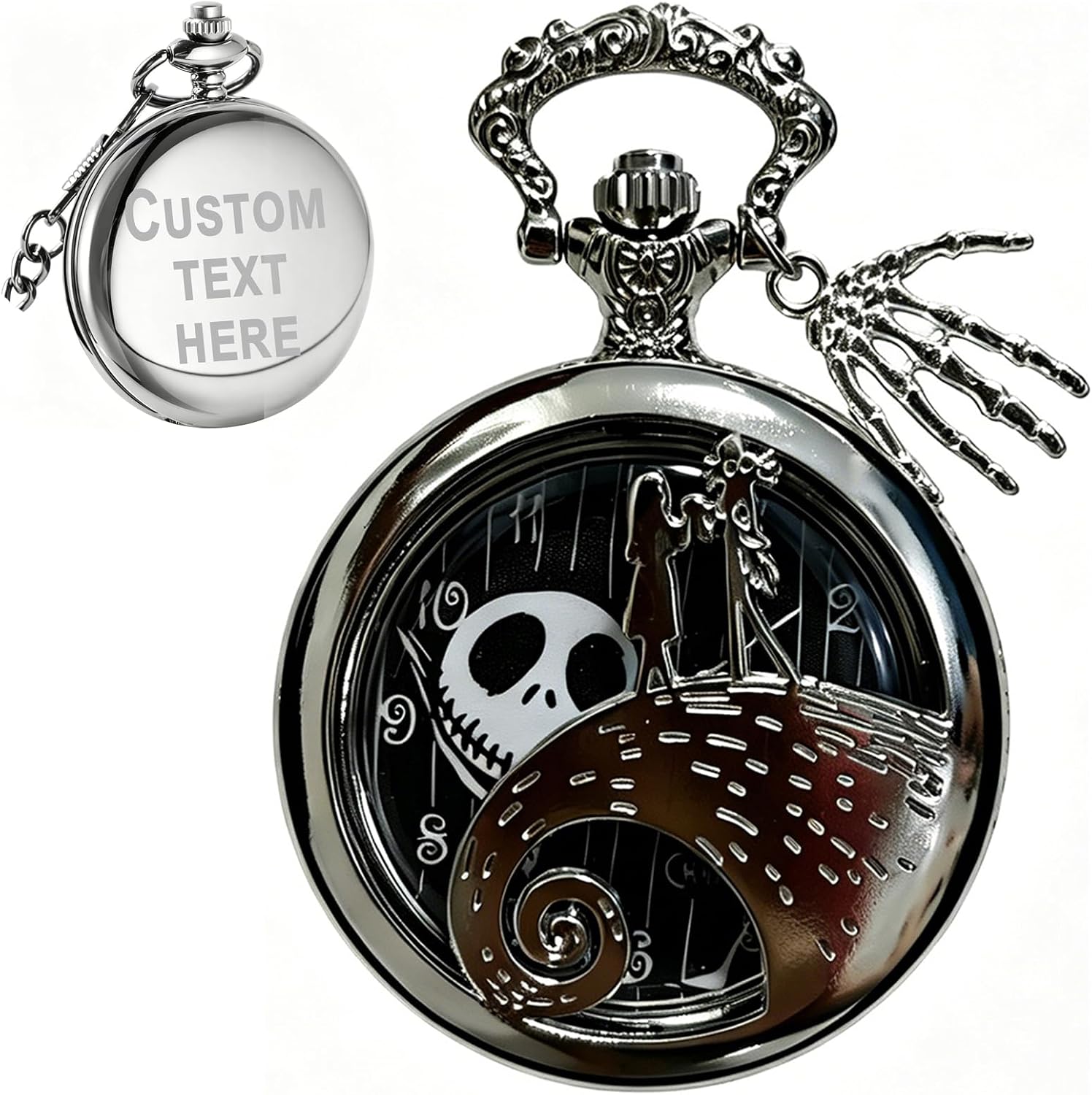 Pocket Watch Roman Numerals Quartz Pocket Watch with Accessories & Chain for Men Birthday Christmas Halloween Gifts