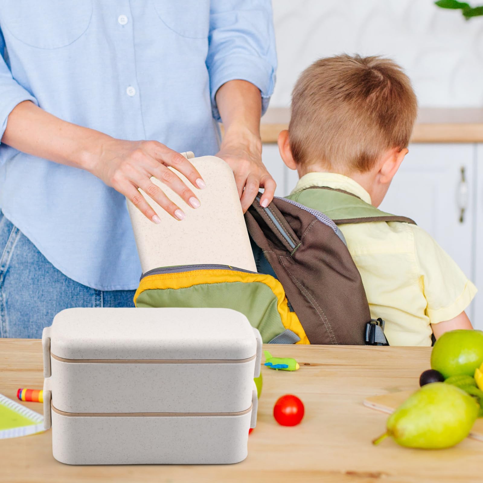 Bento Box Antigoccia Portapranzo Bento Caperci 1400ml - Contenitore Impilabile Con Scomparti Per Scuola E Ufficio Portapranzo Scomparti - 4