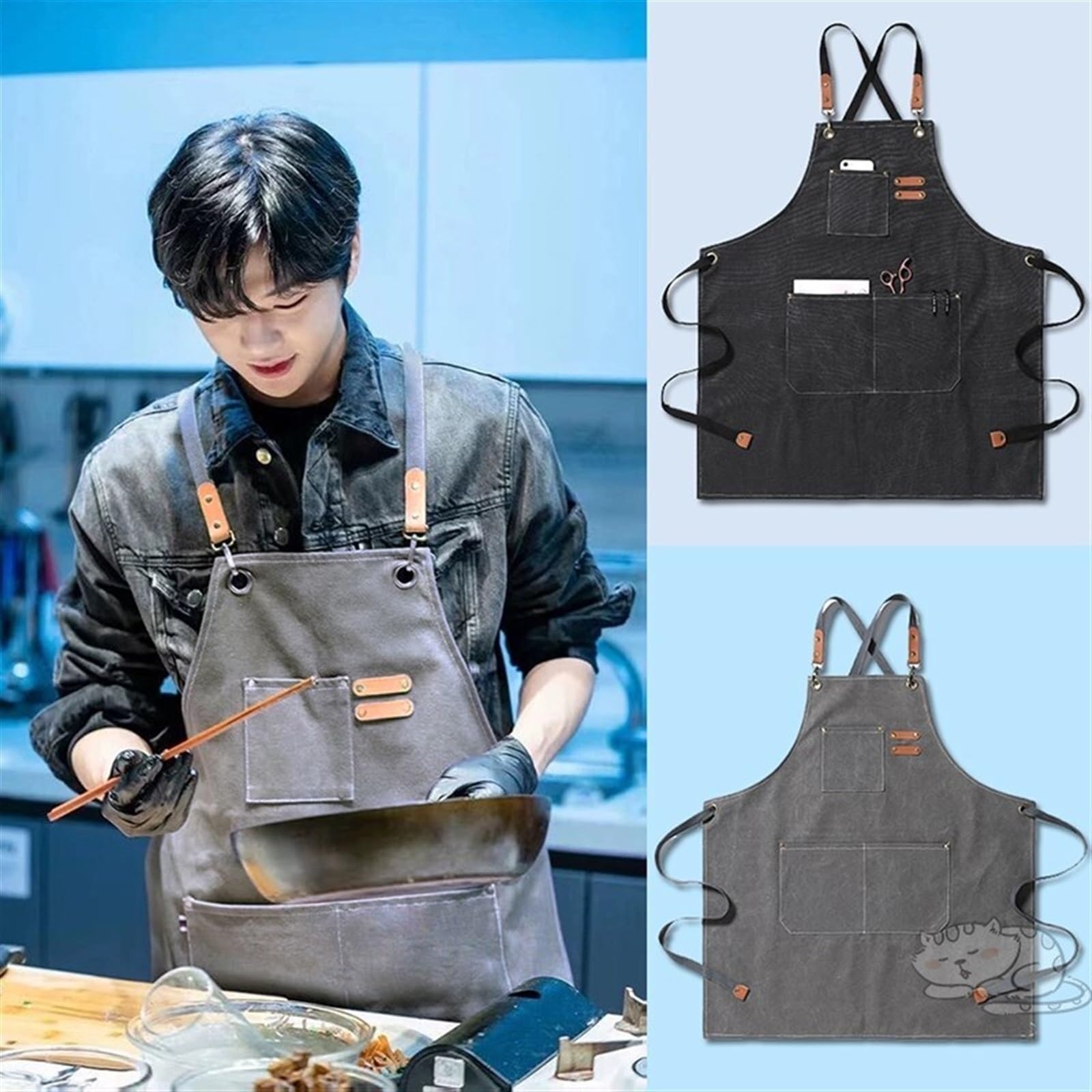 Grembiule Per Attrezzi Grembiule di saldatura in pelle Grembiule di calore resistente alla fiamma resistente alla fiamma for lavori for lavori pesanti con 6 tasche 42inch Lavoro Uomo