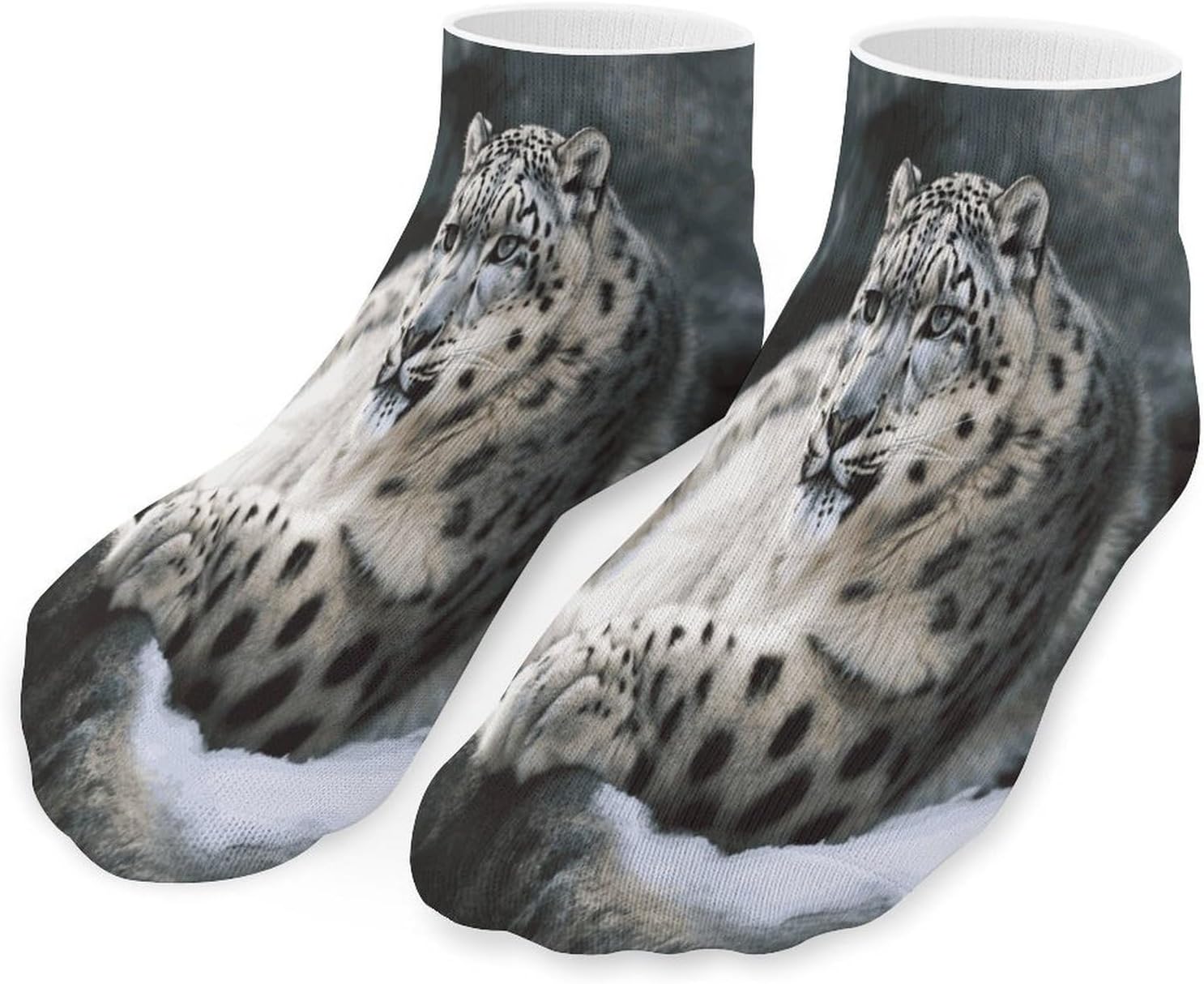 Snow Leopard Ankle Socks for Men Women 5 Pairs | Comfortable Casual Low Cut Socks, Lightweight No Show Breathable Athletic Socks, Soft Mini Crew Socks for All Seasons
