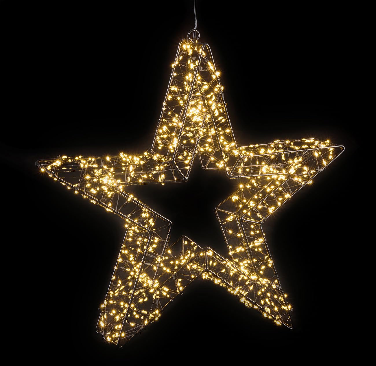 Lunartec Fenster-Deko Weihnachten: 3D-LED-Lichterstern, Firework-Effekt, 960 LEDs, warmweiß, IP44, 38 cm (Fensterdeko Weihnachten, Fensterdekos)