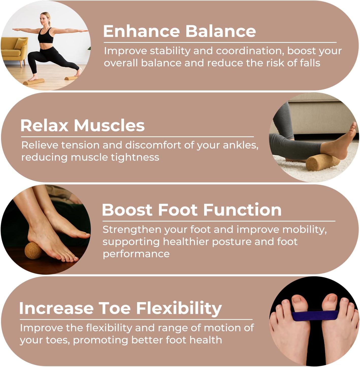 Premium Cork Balance Board - 15.7" Large Ankle Balance Board with Peanut Massage Ball, Balance Trainer, Foot Strengthener for Full Body Massage | Balance Stability | Improve Mobility | Prevent Falls