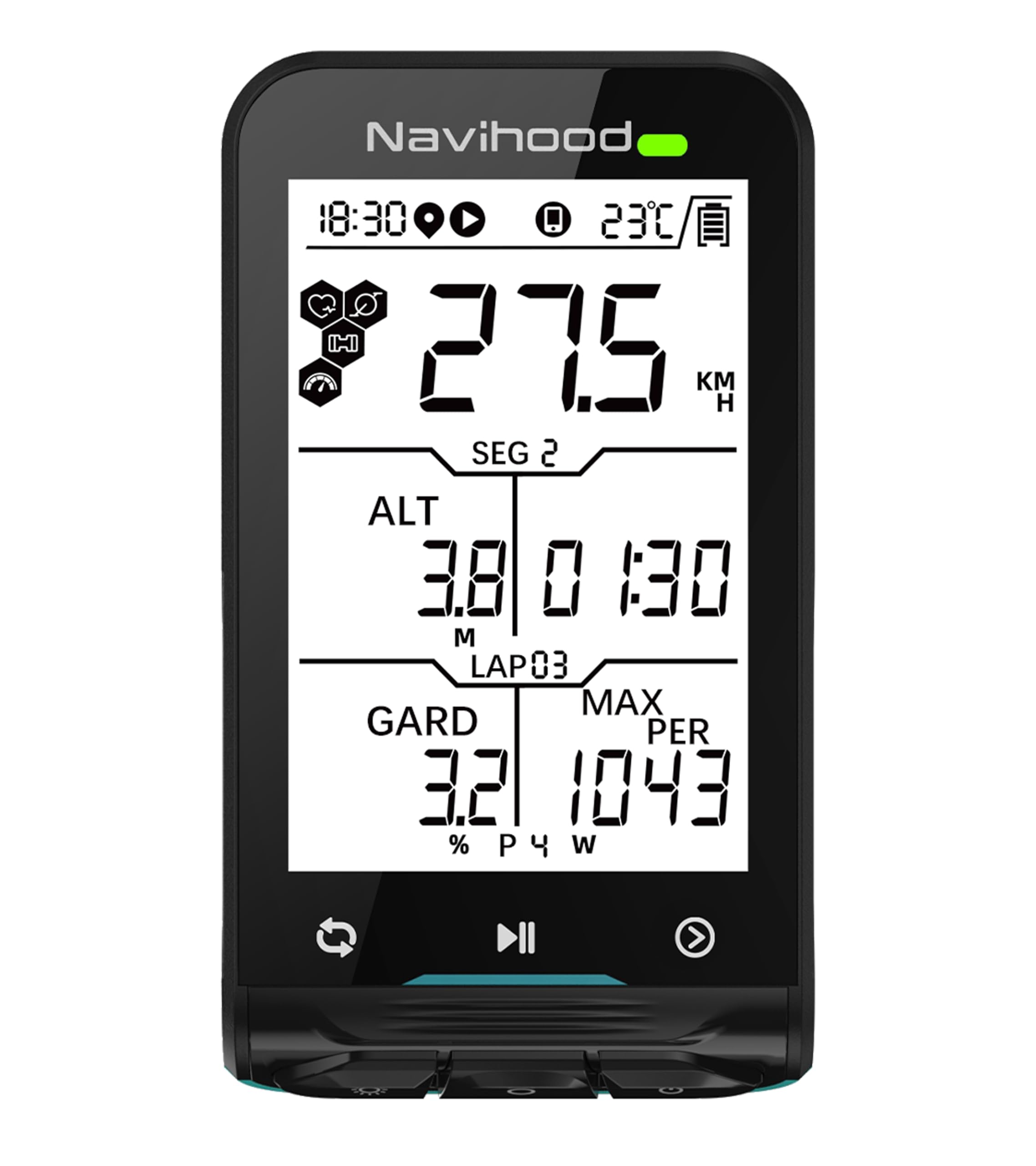Navihood L3 GPS Bike Computer Wireless, 2.6" Screen Cycling Computer,Bike Speedometer Bluetooth ANT+, IPX7 Waterproof, Auto Backlight, Break-Proof