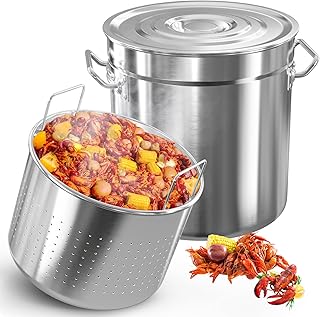 53-Quart Stainless Steel Seafood Boil Pot with Lid,Crab, Lobster, Shrimp...