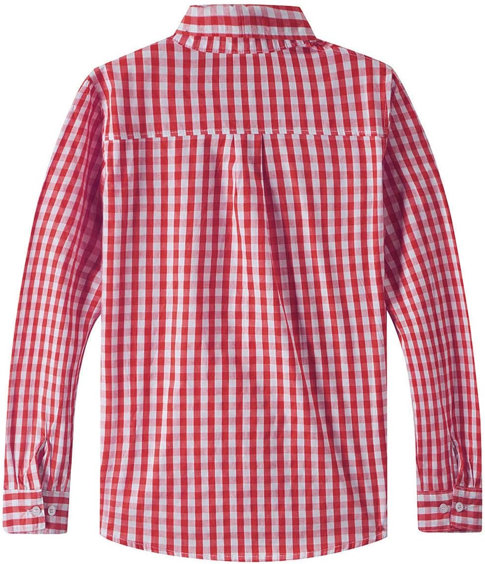 Spring&Gege Boys' Long Sleeve Plaid Poplin Button Down Shirt - Image 2