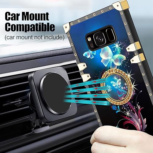 Miniatura 4 de Funda para Galaxy S8 Plus, Samsung S8 Plus con soporte de anillo, retro, elegante, de lujo, brillante, estampado de leopardo, guepardo, dorado,