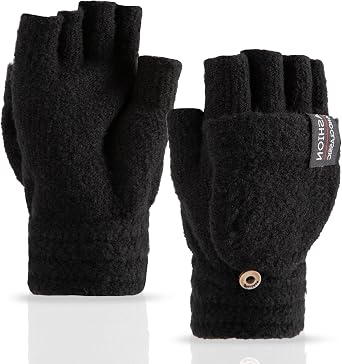 Winter Convertible Mittens Fingerless Gloves for Men and Women Warm Half Finger Glove with Flip Texting Driving