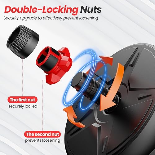 Miniatura 3 de Adjustable Dumbbell Set, 5570lbs Free Weights with Upgraded Nut, 4 in 1 Weight Set Used as Kettlebells, Barbell, Push Up Stand, Fitness Exercise for