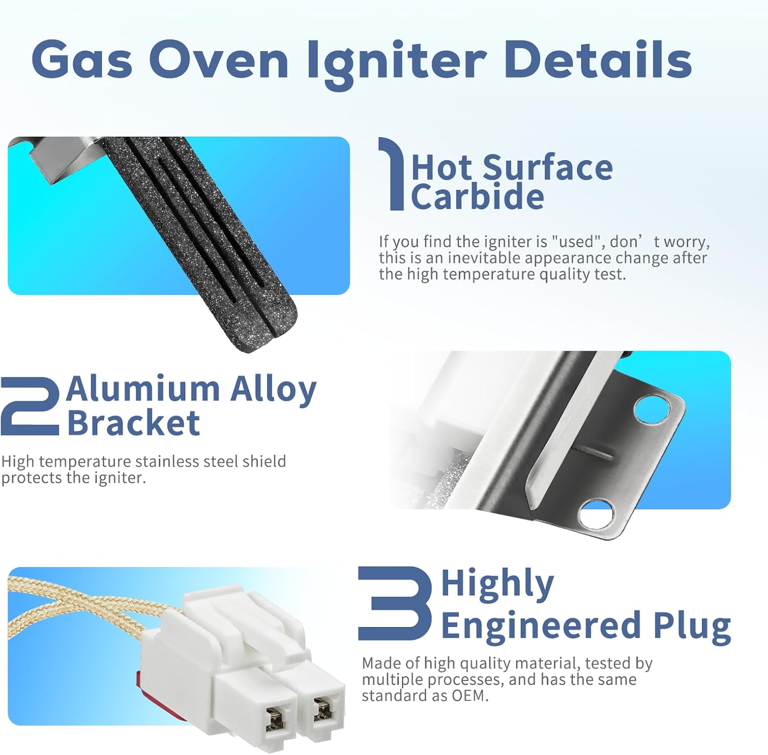 MEE61841401 Gas Range Oven Igniter Replacement Fit for L-G (LRG, LSS, LDG, LSG, LTG) Gas Range, Replaces MEE61841401 MEE61841403 MEE63084901 Range Oven Burner Ignitor (Flat Style), By BOGDA